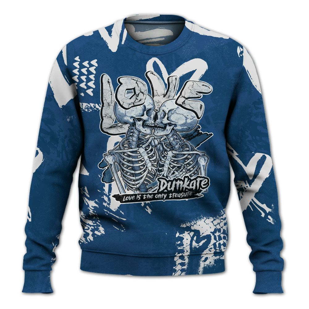 Sweatshirt To Match High OG Midnight Navy 1s - Skull Love All Over Print