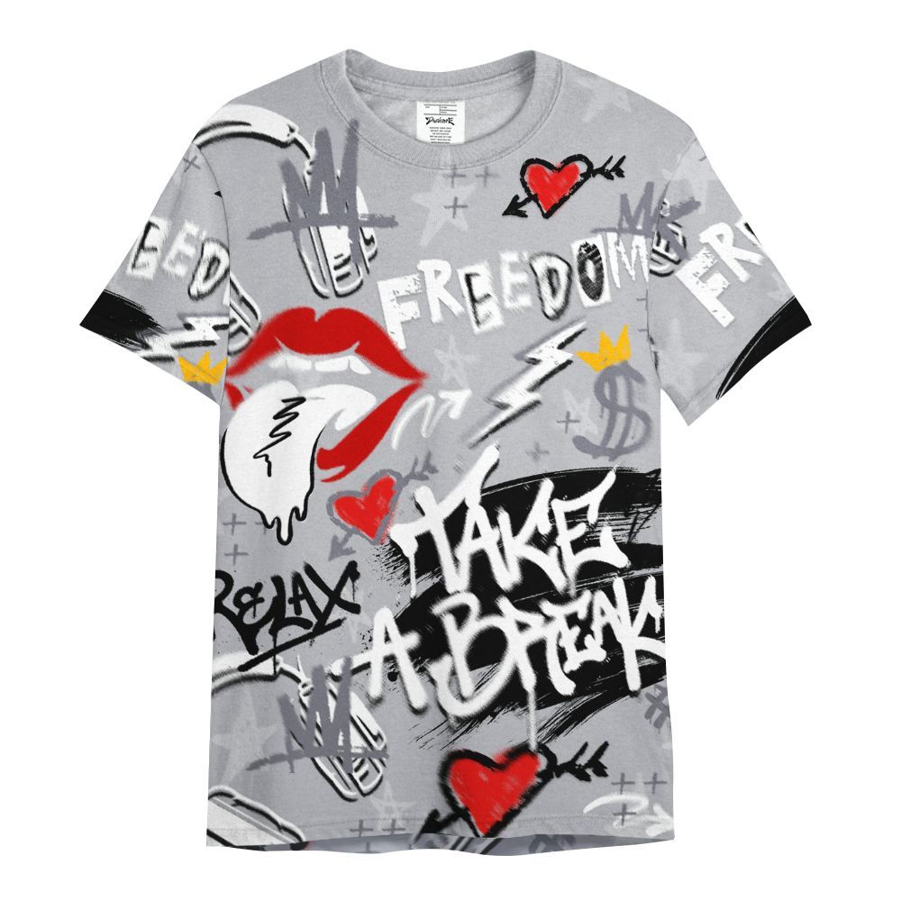 Shirt To Match Low Cement Grey 11s - Take Break Freedom Graffiti Streetwear All Over Print
