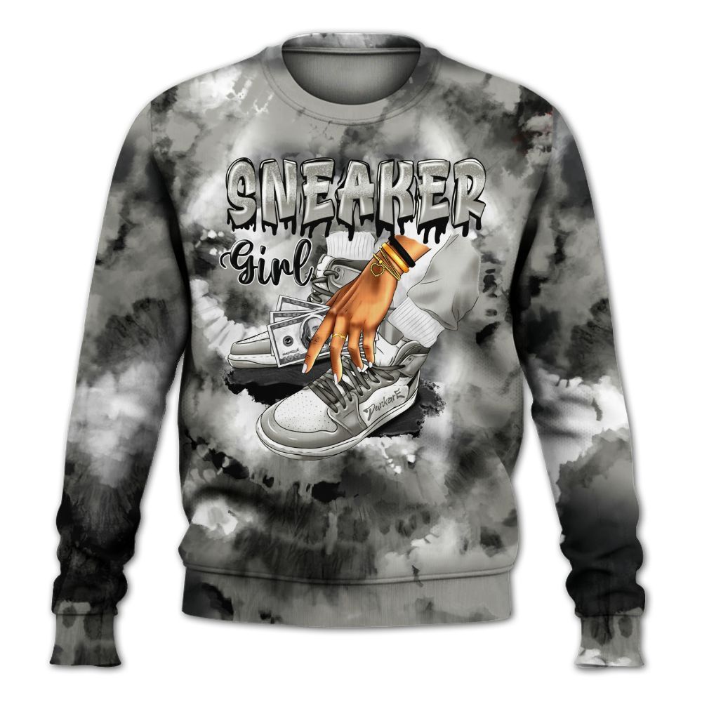 Sweatshirt To Match High Satin Shadow 1s - SNEAKER Girl Money Drip Tie Dye All Over Print
