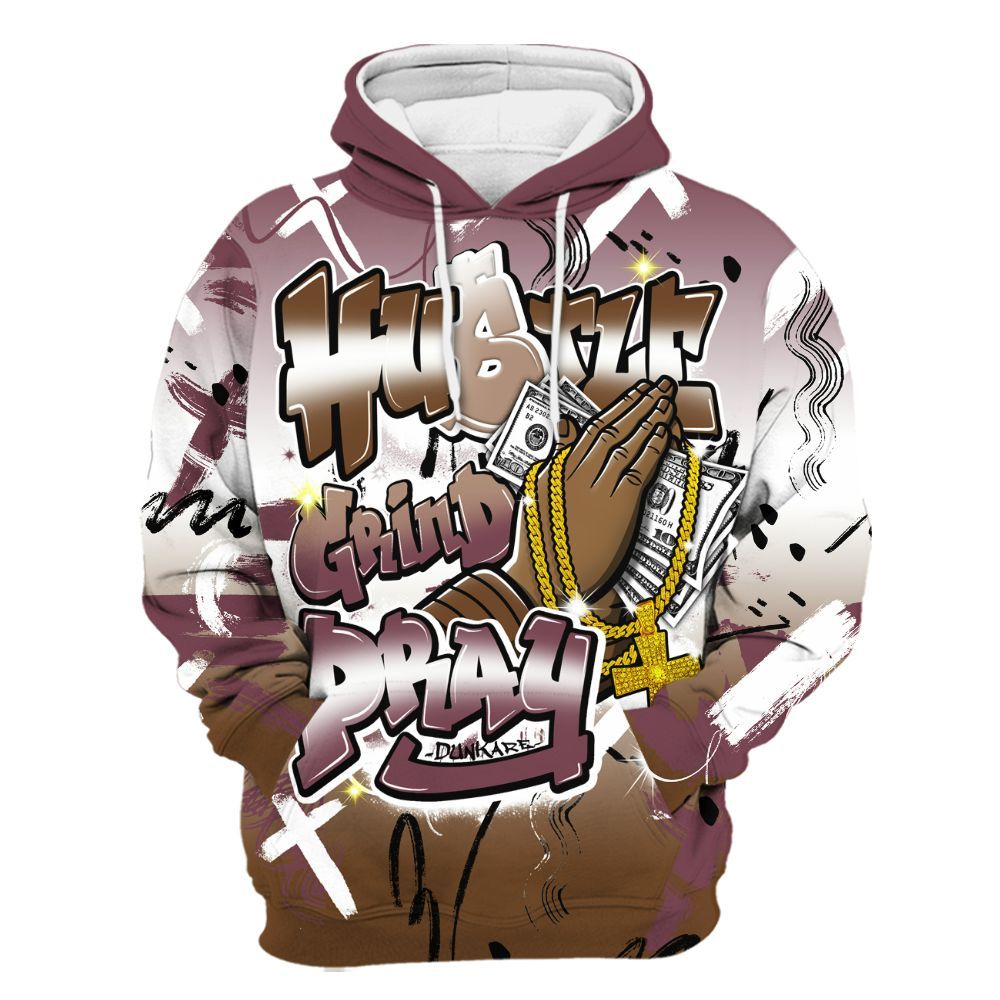 Hoodie To Match Archaeo Brown 3s - Money Hustle Grind Pray All Over Print