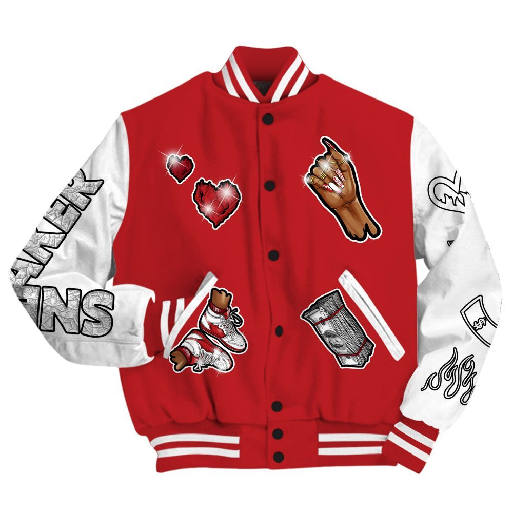 Varsity Jacket To Match Retro Cherry 12s - Sneakerz Girlz All Over Print