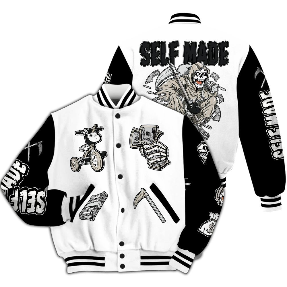 Varsity Jacket To Match Retro Reverse Metallic 5s - Self Make Skeleton All Over Print