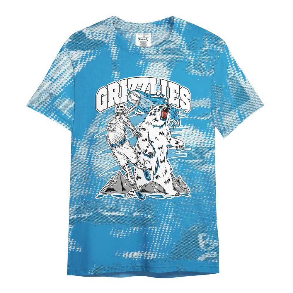 Shirt To Match Powder Blue 9s - Grizzly Bear Skeleton Brown Sugar All Over Print