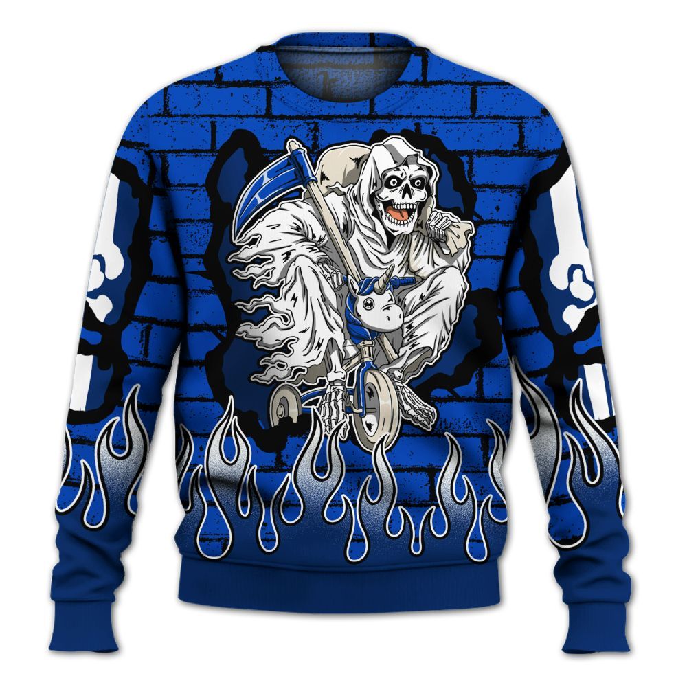 Sweatshirt To Match Low Game Royal 1s - Self Make Skeleton Crashed All Over Print