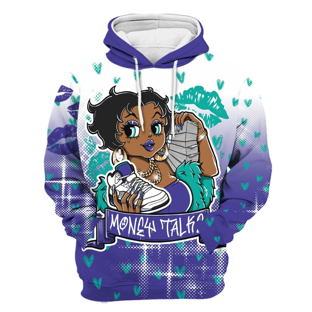 Hoodie To Match Retro Grape 5s - Moneys Talks Girl All Over Print