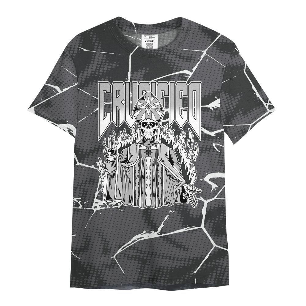 Shirt To Match White Thunder 4s - Crucified Skeleton Crack All Over Print