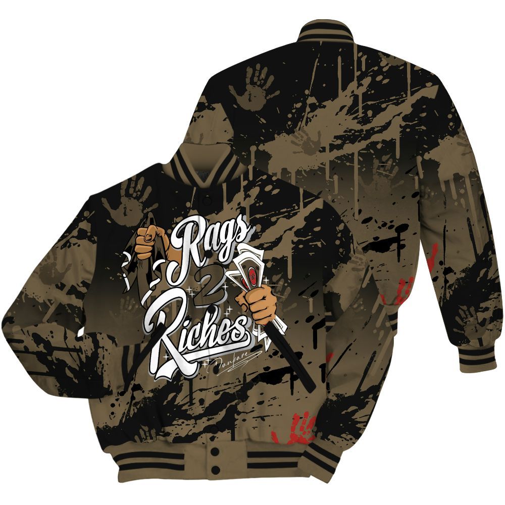 Varsity Jacket To Match Olive 9s Shirt, Rag 2 Riches All Over Print
