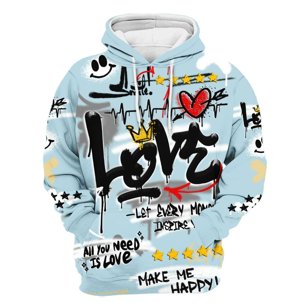 Hoodie To Match Low Year Of The Snake 11s - Happy Love Beats Graffiti Streetwear All Over Print
