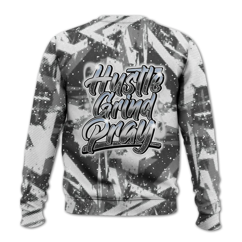 Sweatshirt To Match Reverse Black White 6s - Hustles And Prayer Graphic Halftone All Over Print