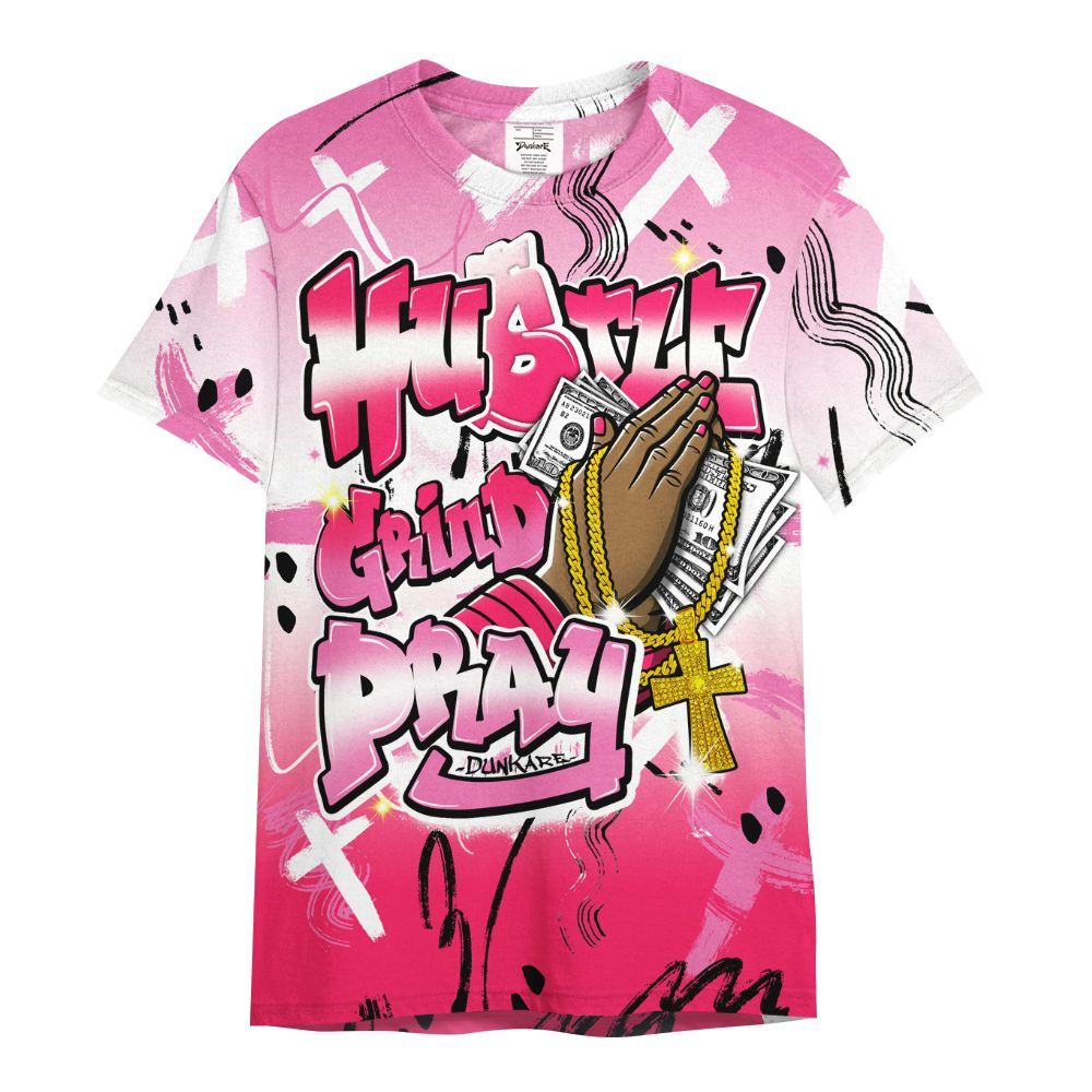 Shirt To Match Air VaporMax Plus Triple Pink - Money Hustle Grind Pray All Over Print