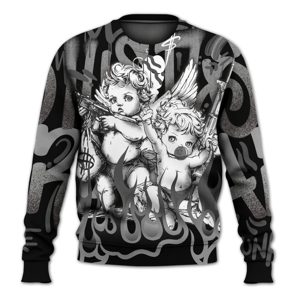 Sweatshirt To Match Black Wolf Grey 12s - Angel Hustle Hard All Over Print