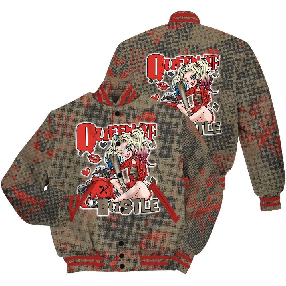 Varsity Jacket To Match Olive 9s Shirt - Hustles Quiinn Heart Grunge All Over Print