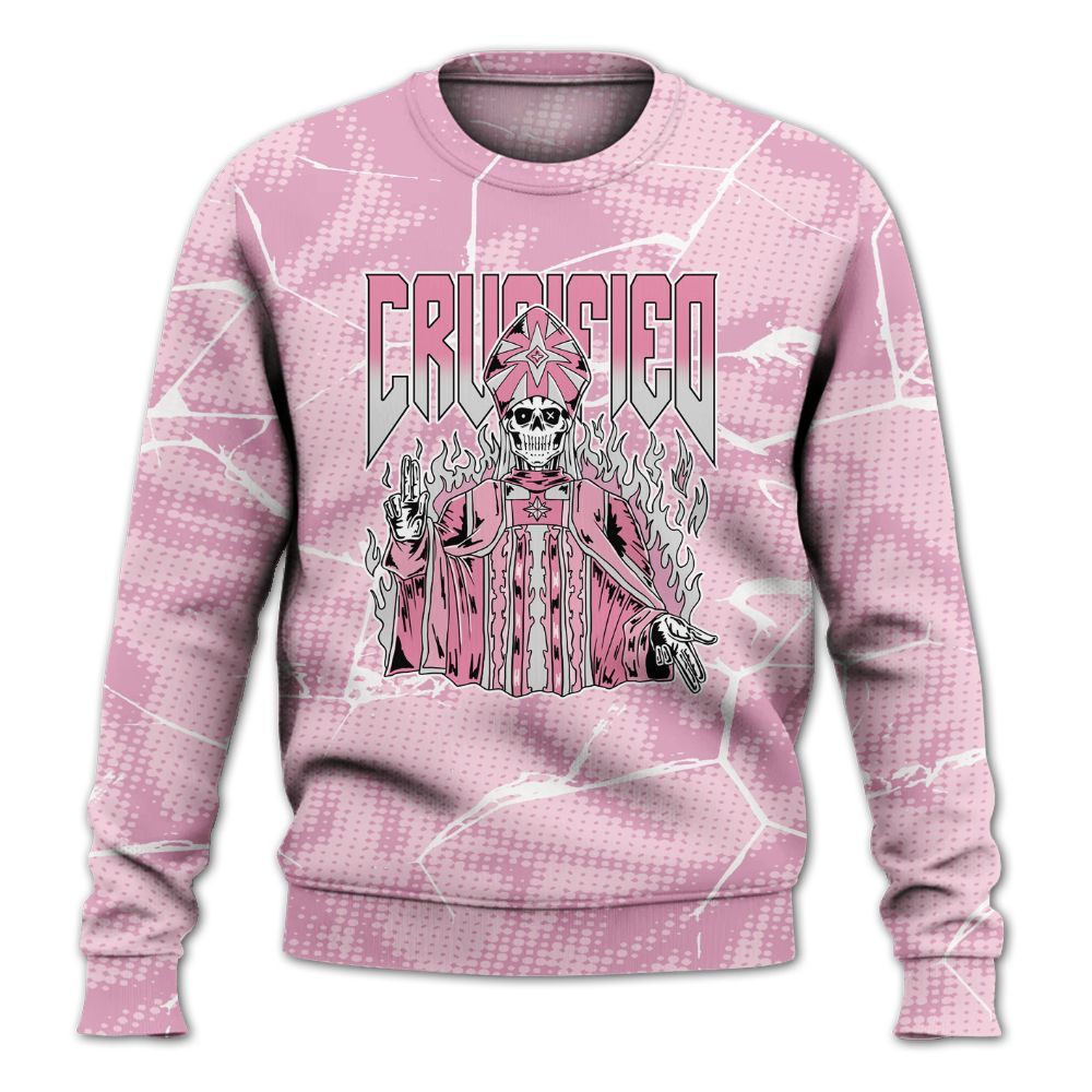 Sweatshirt To Match Orchid 4s - Crucified Skeleton Crack All Over Print