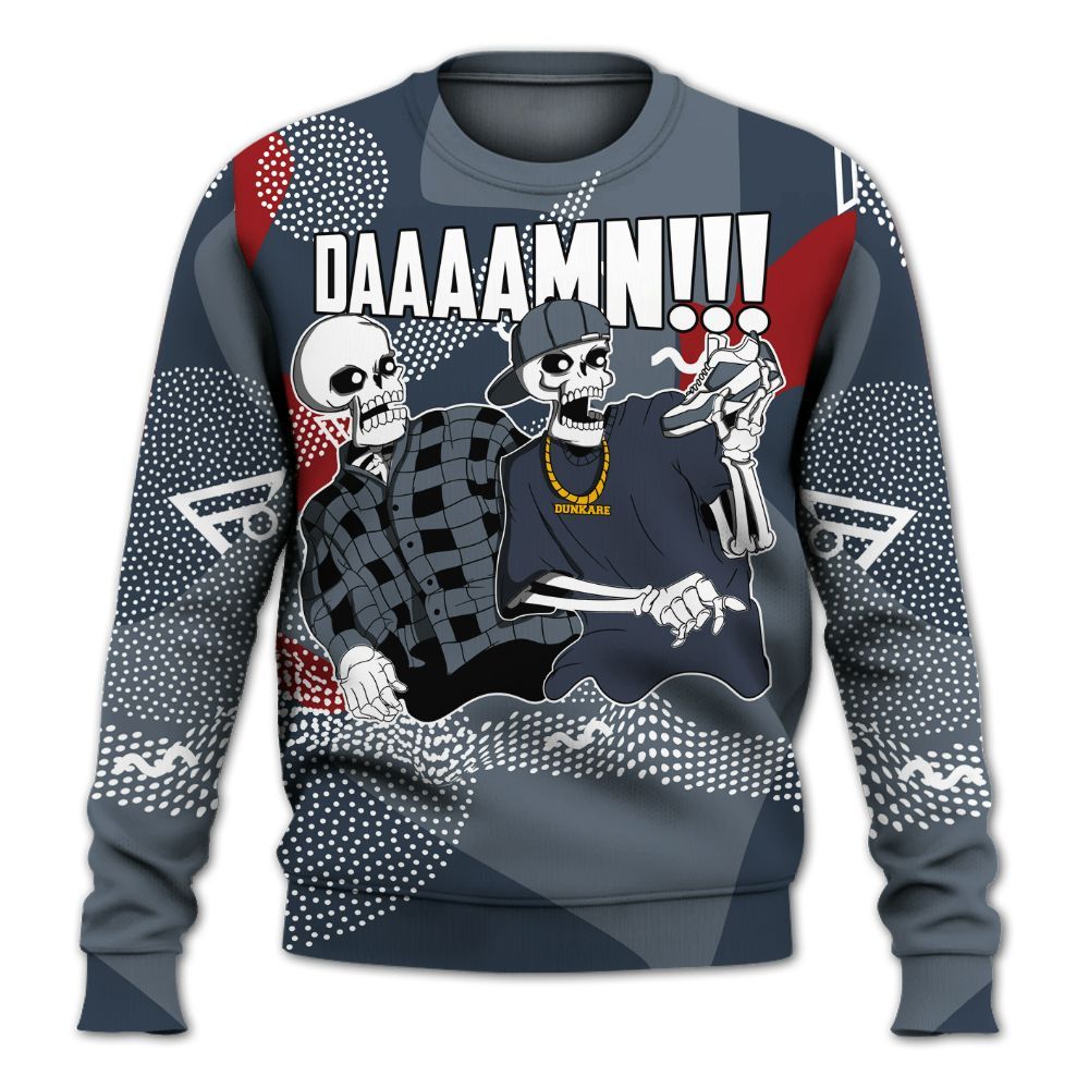 Sweatshirt To Match Navy Blue 2024 6s - Graphic Meme Damnn All Over Print