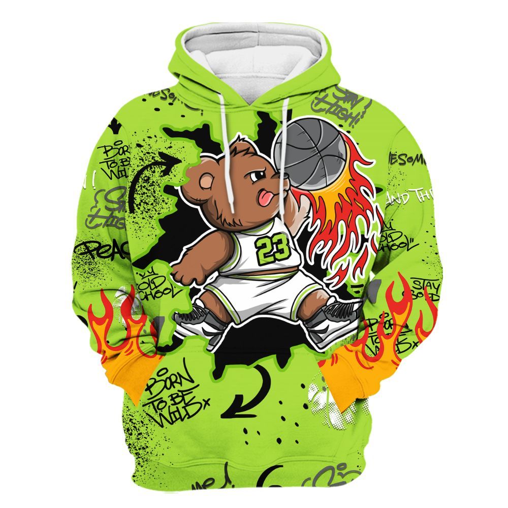 Hoodie To Match Air Max 95 Neon - Number 23 Basketball Bear Custom Name All Over Print