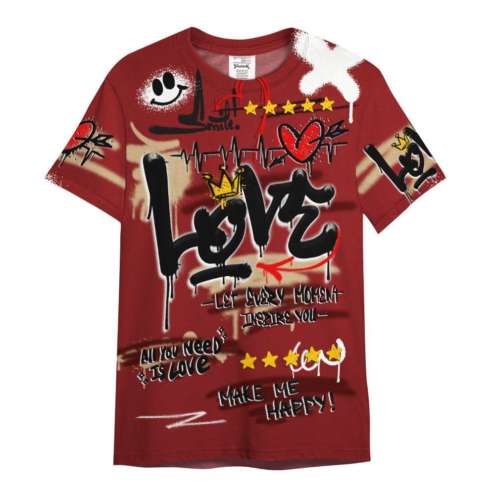 Shirt To Match Bin 23 3s - Happy Love Beats Graffiti Streetwear All Over Print