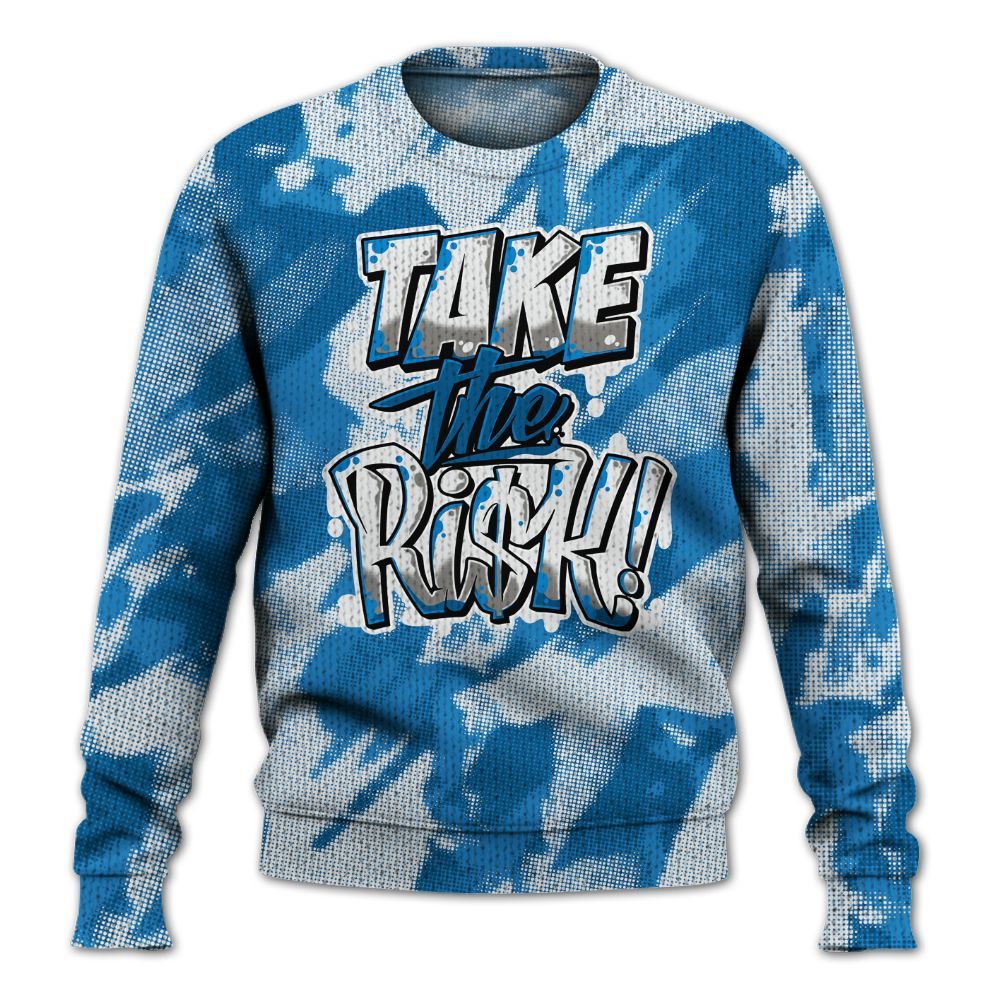 Knitted Sweater To Match Industrial Blue 4s - Take Risks Abstract