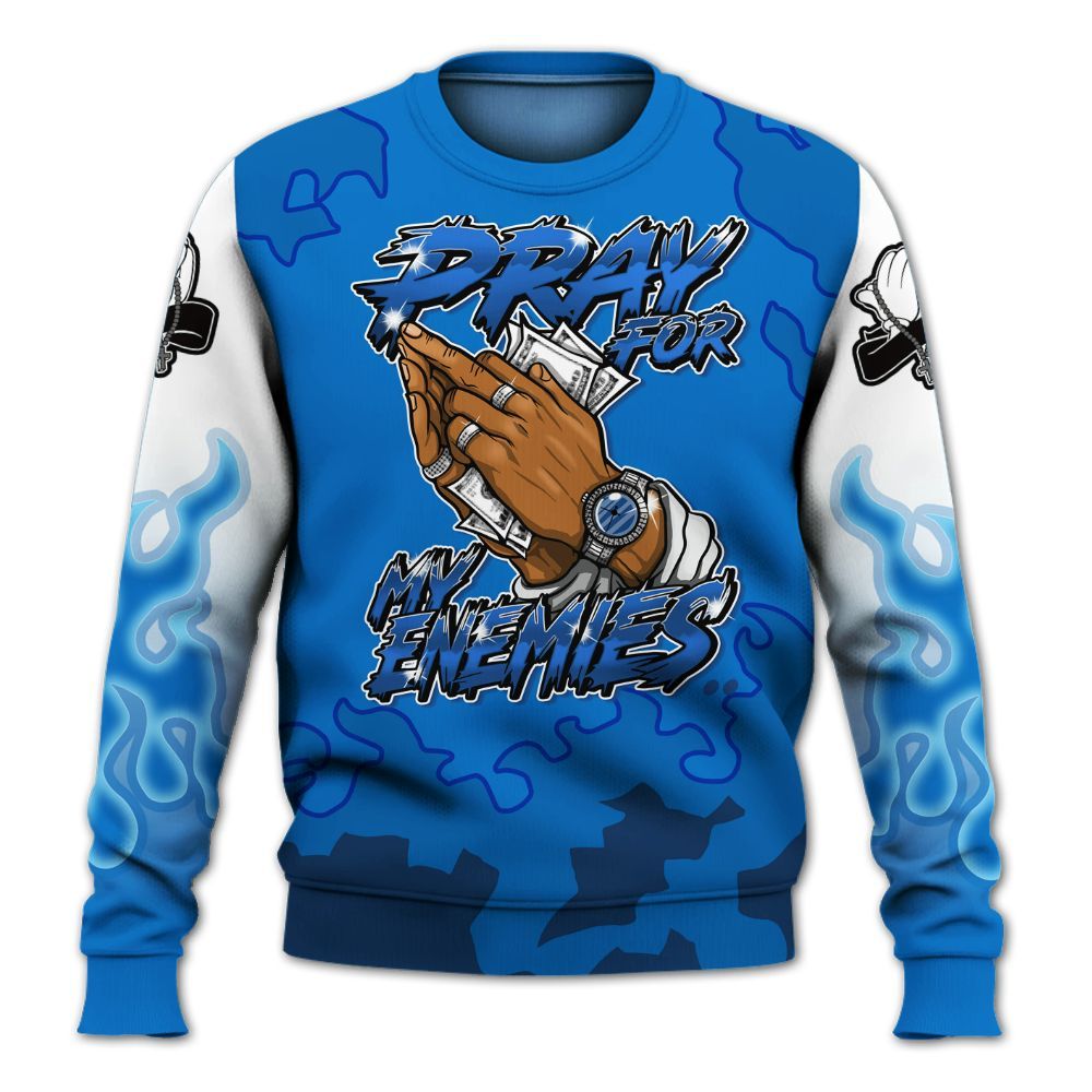 Sweatshirt To Match Blueberry 12s - Prayed For Enemies Graphic Blessing All Over Print