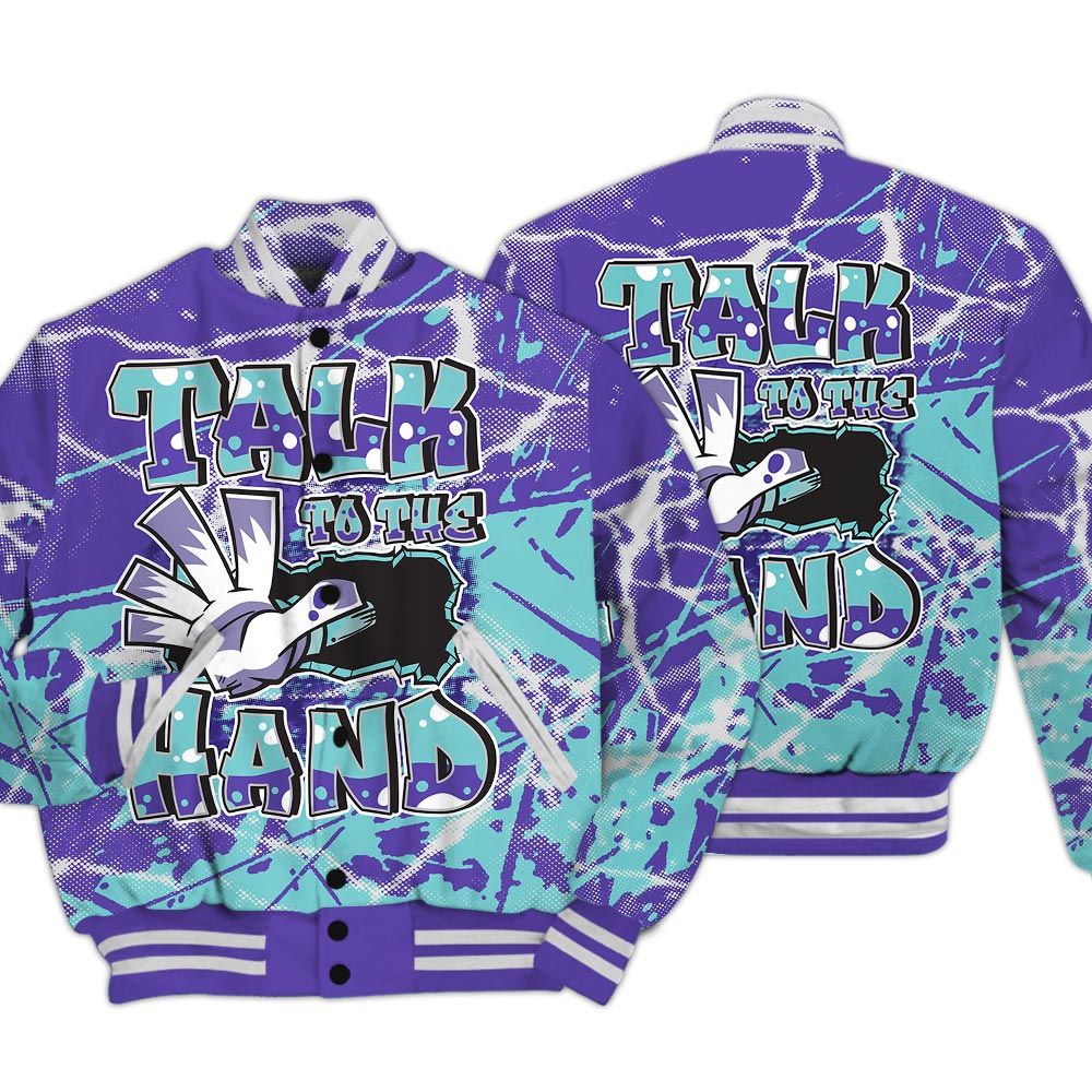 Varsity Jacket To Match Low Hornets 1s - Talk To Hand Profound Graphic Varsity Jacket Unisex
