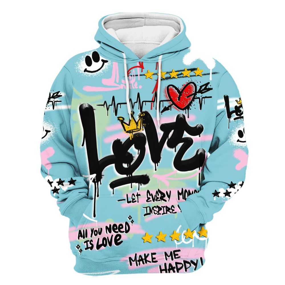 Hoodie To Match SB Dunk Low Visty - Happy Love Beats Graffiti Streetwear All Over Print