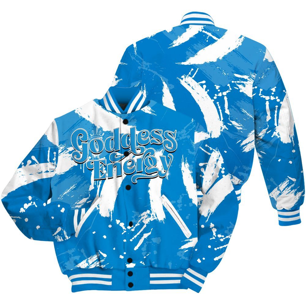 Varsity Jacket To Match Industrial Blue 4s - Goddess Energy Retro Military Blue 4s Outfit All Over Print