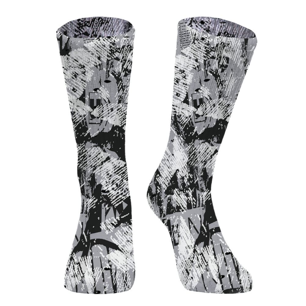 Sock To Match White Cement 4s, Grunge Pattern Graphic