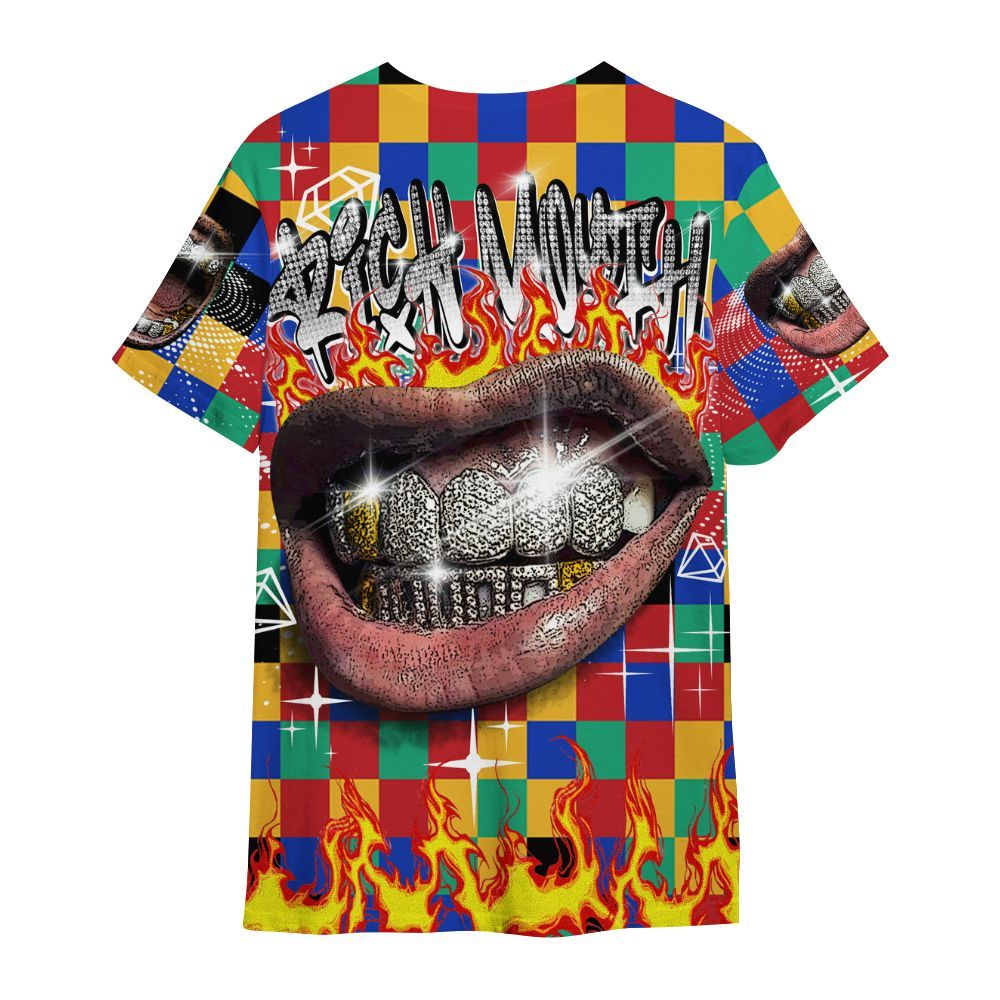 Shirt To Match Air Rainbow Weave - Rich Mouth Fire Rap Retro 90s All Over Print