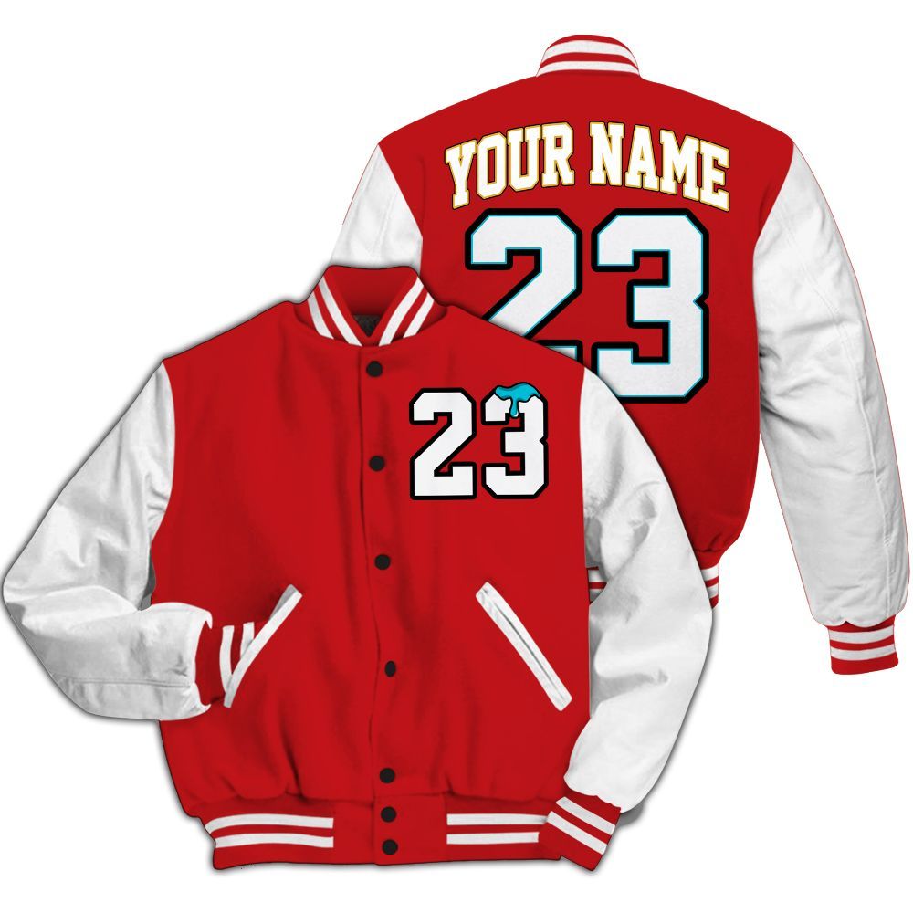 Varsity Jacket To Match Dunk Low Fruity Pebbles - Custom Name Number 23 Drip All Over Print