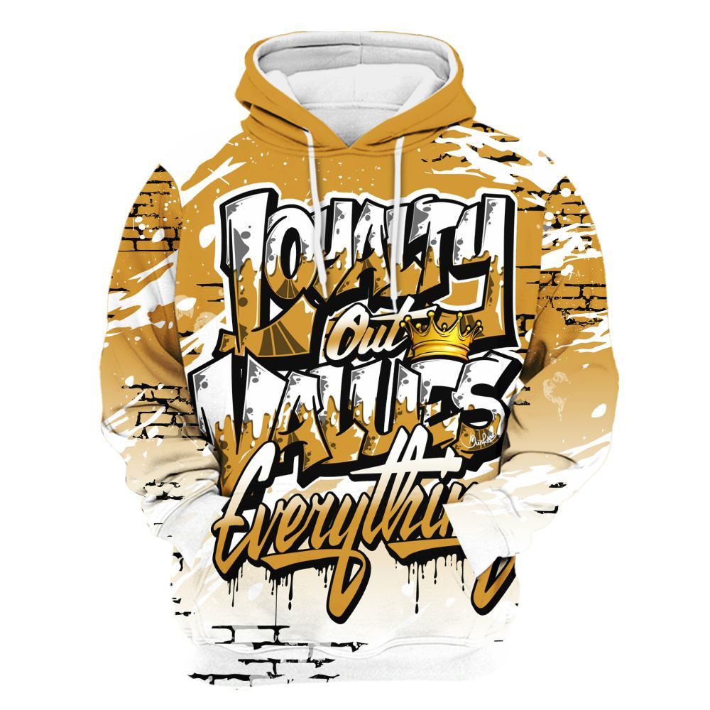 Hoodie To Match Dunk Low Wheat Pale Ivory - Values Of Loyalty Drip All Over Print