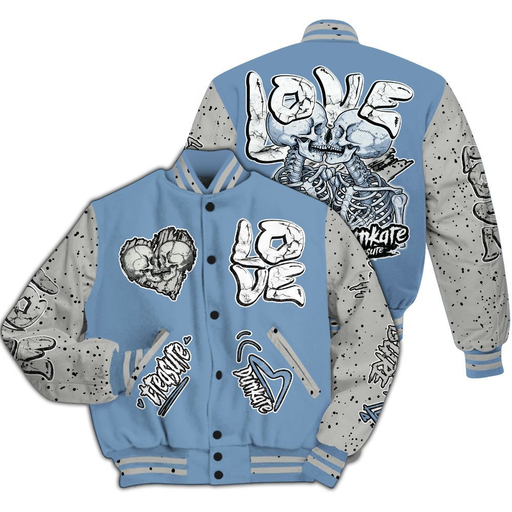 Varsity Jacket To Match University Blue 4s - Skull Bear All Over Print