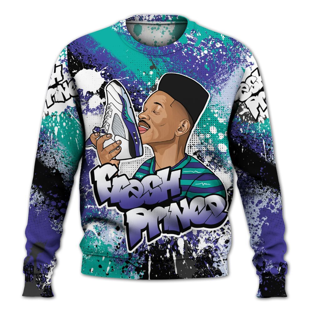 Sweatshirt To Match Retro Grape 5s - Fresh Sneaker Lick All Over Print