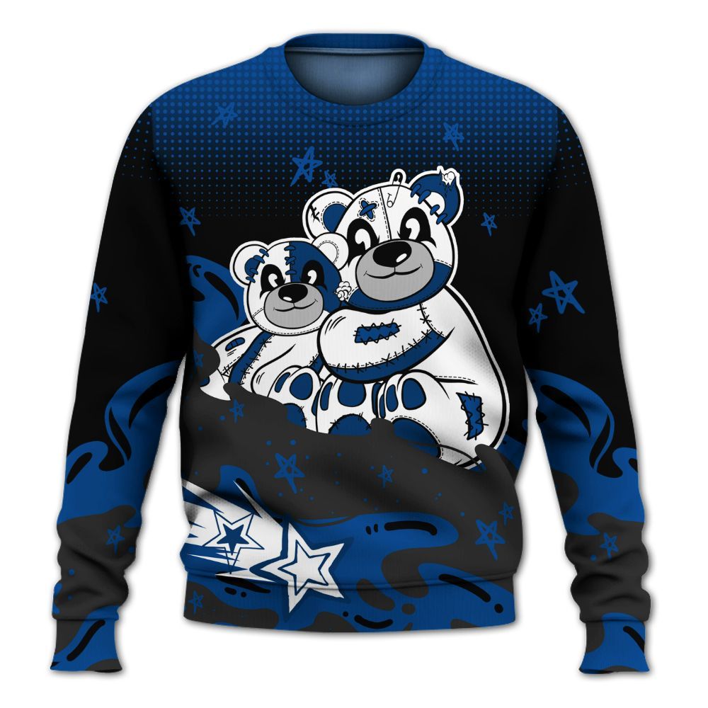 Sweatshirt To Match Low 85 Royal 1s - Sincere Fondness Bear Stars All Over Print