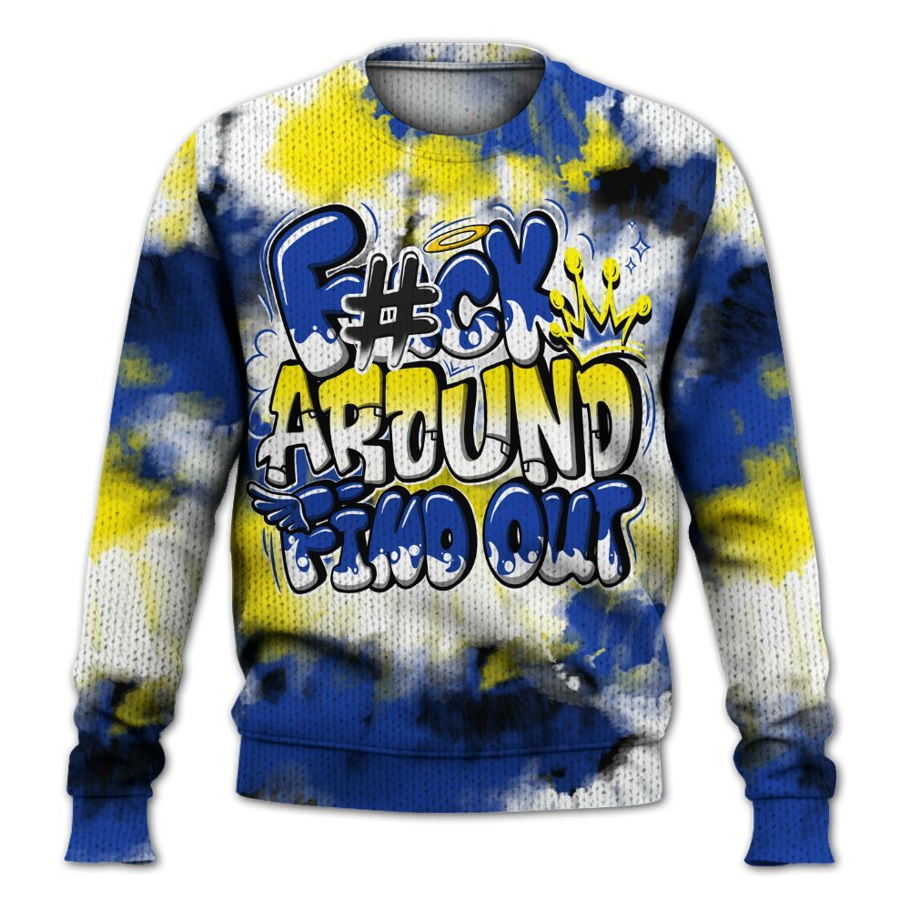 Knitted Sweater To Match Laney 14s - Tie Dye FK Around Find Out