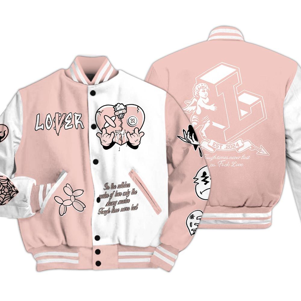 Varsity Jacket To Match Low Legend Pink 11s - Loser Lover Heart F Ck Love Baseball Varsity Jacket Outfit Unisex