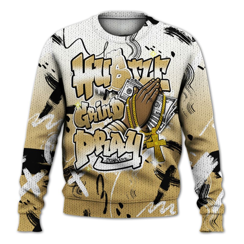 Knitted Sweater To Match Craft Paris 6s - Money Hustle Grind Pray