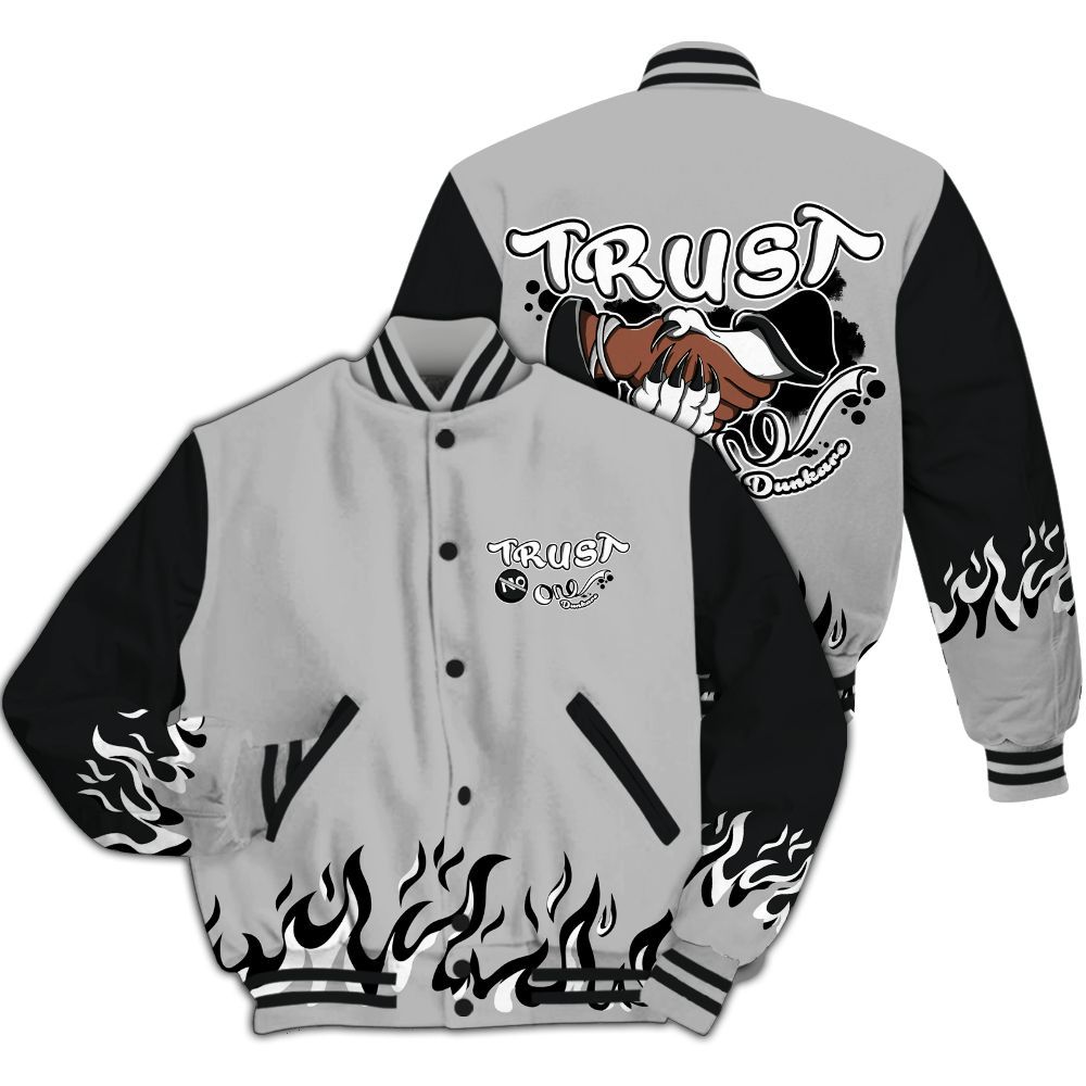 Varsity Jacket To Match Low 85 Metallic Black 1s - Graphic Trust No One All Over Print