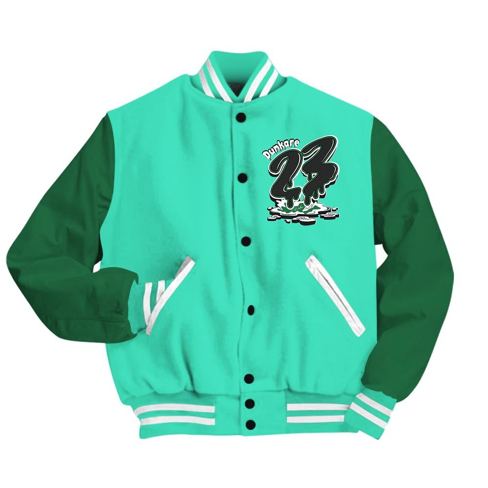 Varsity Jacket To Match Varsity Custom Name 23 Drip, 3 Green Glow Baseball - To Match Sneaker Black Green Glow 3s Graphic Tee 1904 HDT