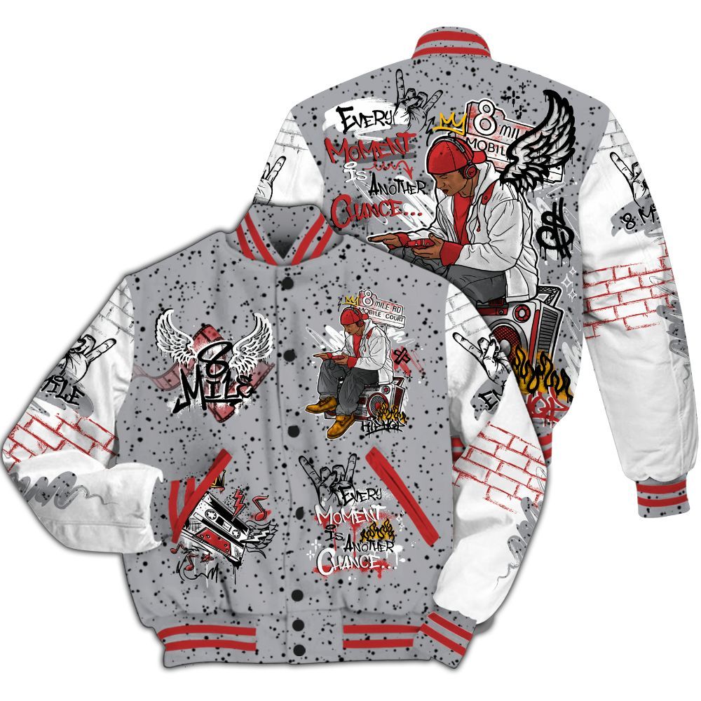 Varsity Jacket To Match White Cement 4s - 8Mile Movie Graffiti All Over Print