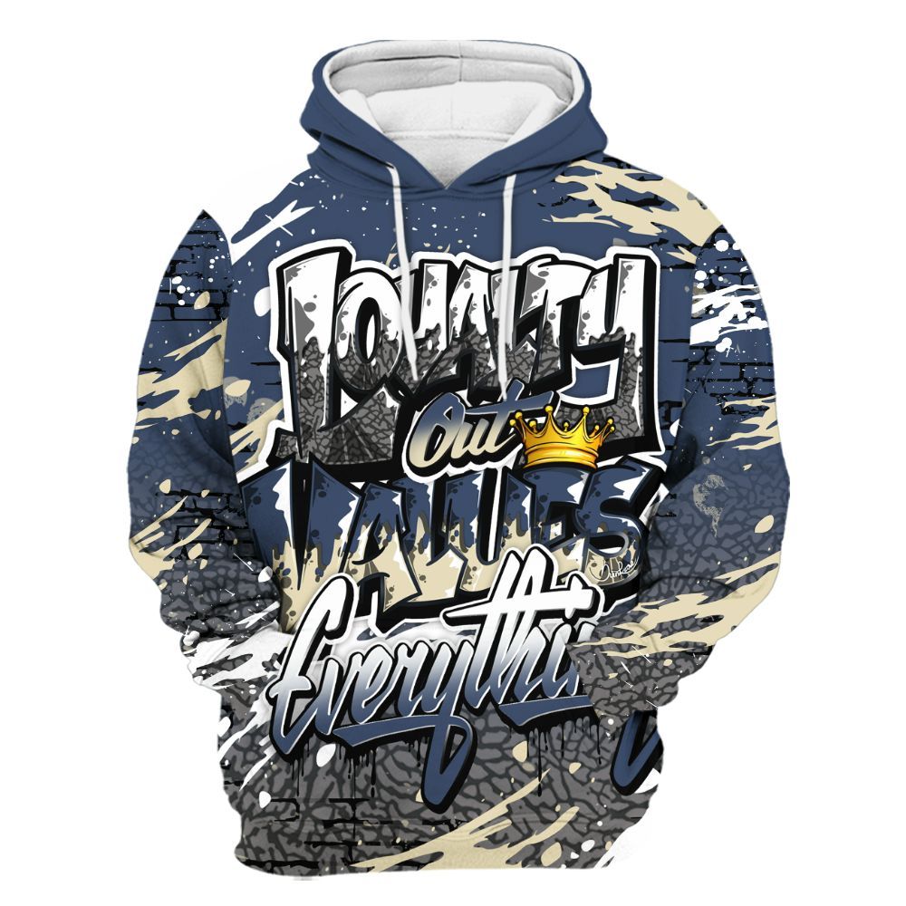Hoodie To Match Diffused Blue 3s - Values Of Loyalty Drip All Over Print
