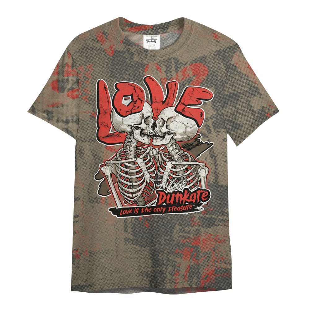 Shirt To Match Olive 9s - Skull Love All Over Print