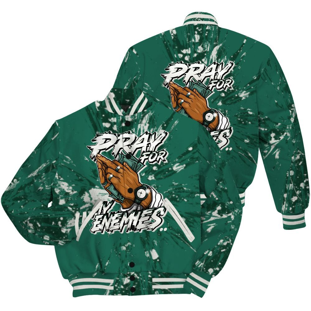 Varsity Jacket To Match Oxidized Green 4s Shirt - Prayed For Enemies Graphic Luxury All Over Print