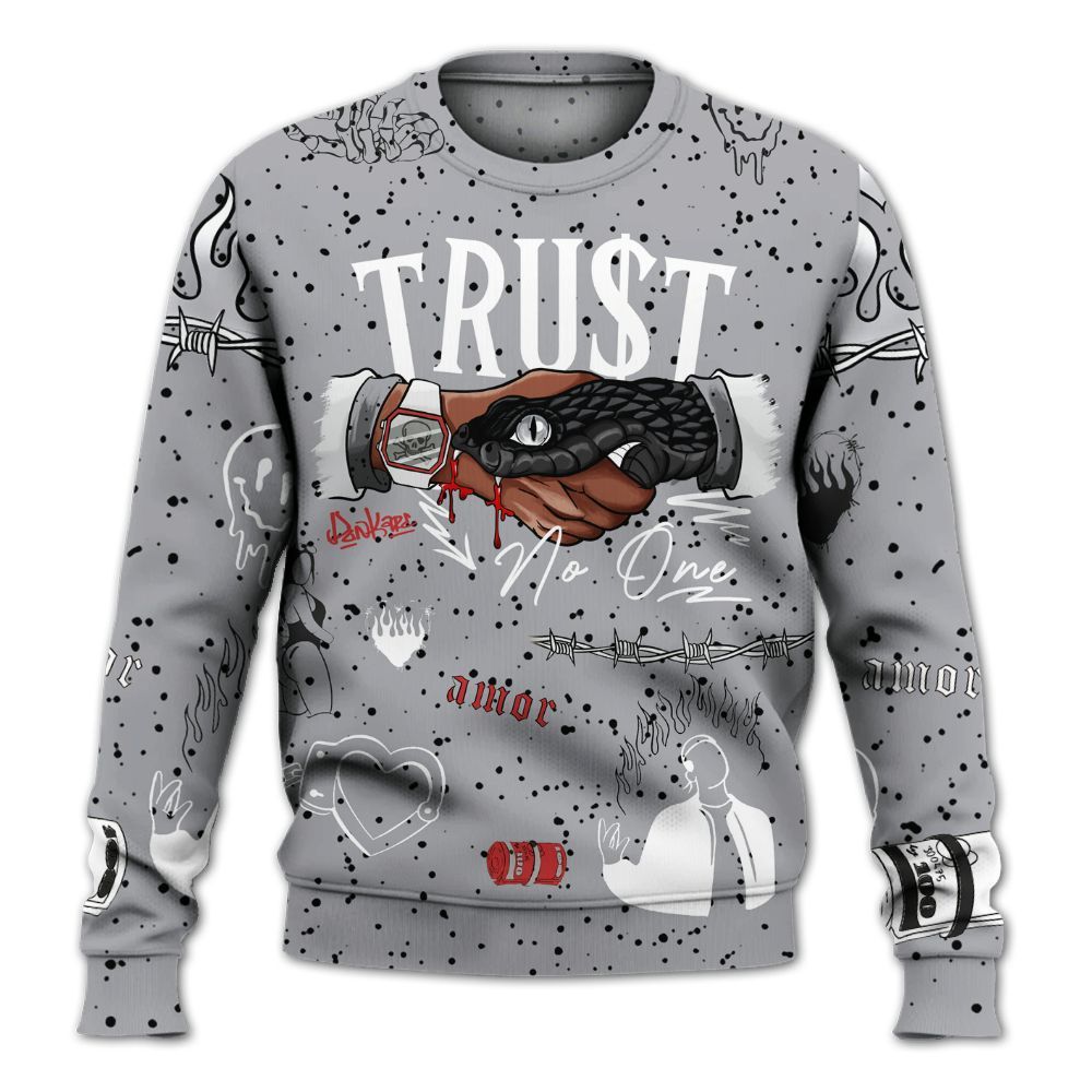 Sweatshirt To Match White Cement 4s - Snake Trust No One All Over Print