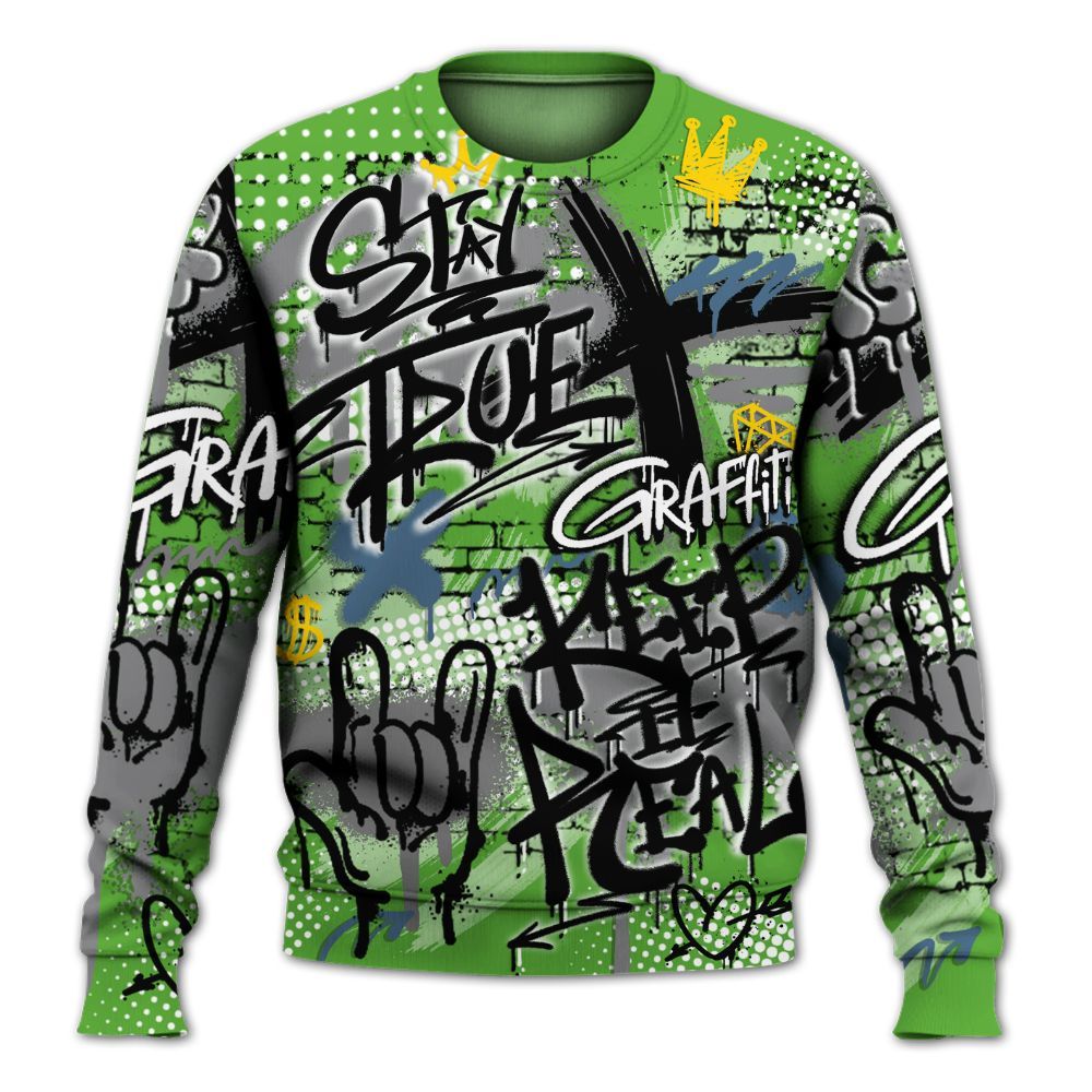 Sweatshirt To Match Retro Green Bean 5s - True It Real Graffiti Streetwear All Over Print