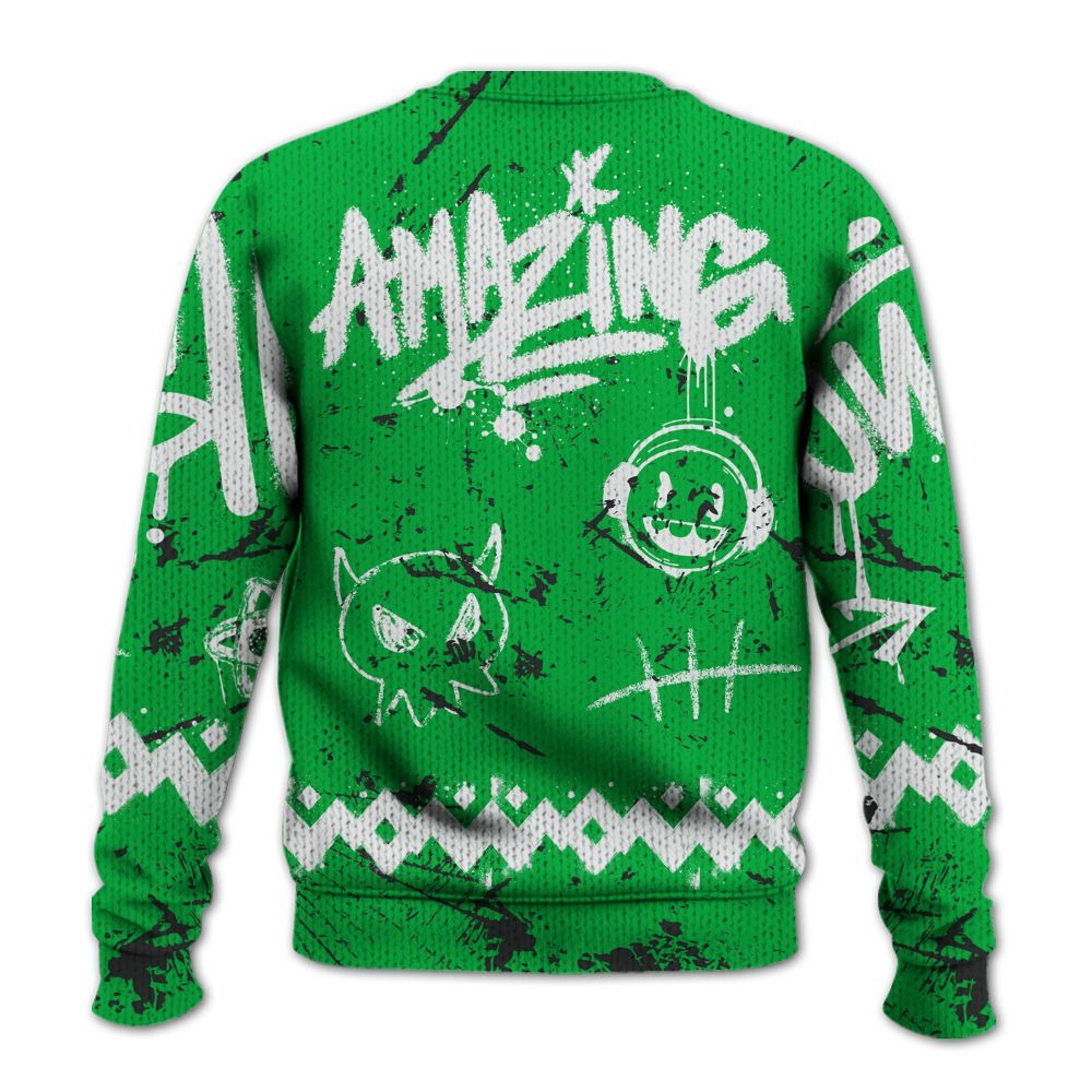 Knitted Sweater To Match Lucky Green 5s - Friday Sneaker Crayon