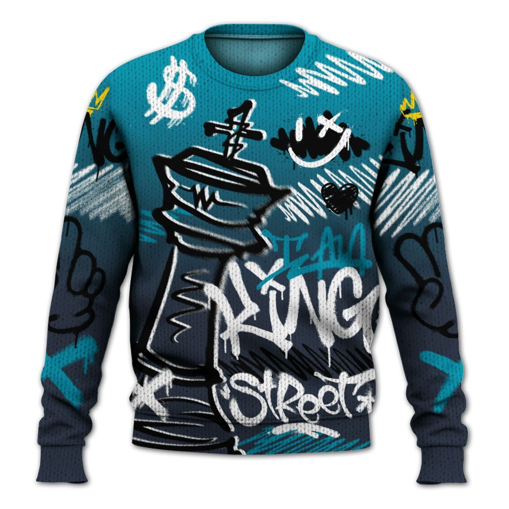 Knitted Sweater To Match Retro Obsidian 13s - Street King Chess Streetwear