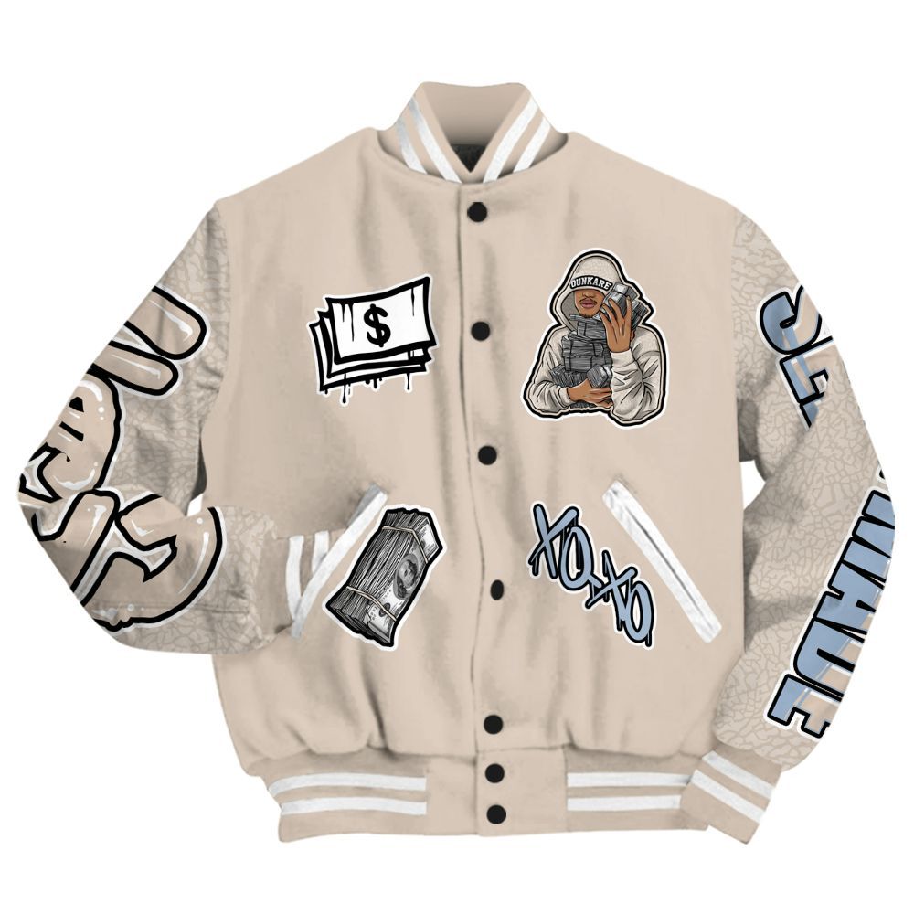 Varsity Jacket To Match Desert Sand 3s - Selfmade Unique All Over Print