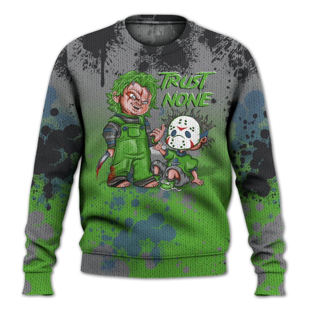 Knitted Sweater To Match Retro Green Bean 5s - Trust No One Scary