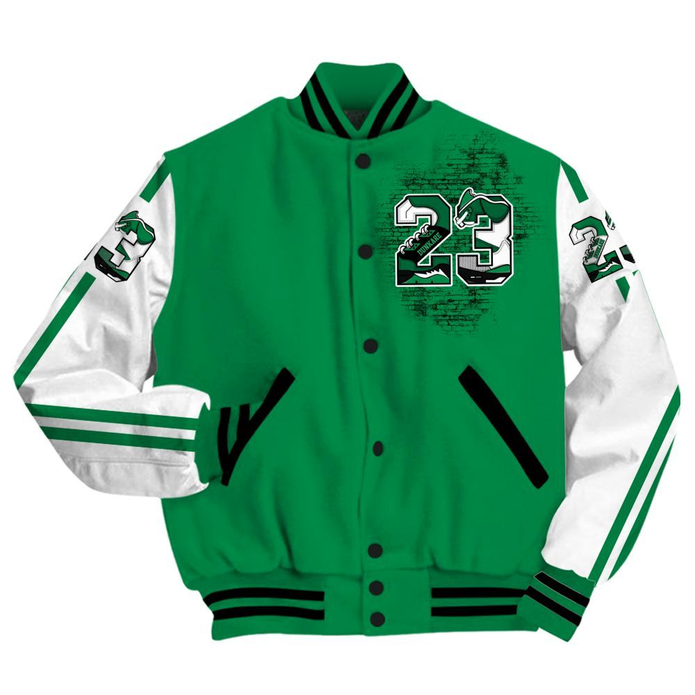 Varsity Jacket To Match Mid Lucky Green 1s - Custom Name Number 23 5s All Over Print