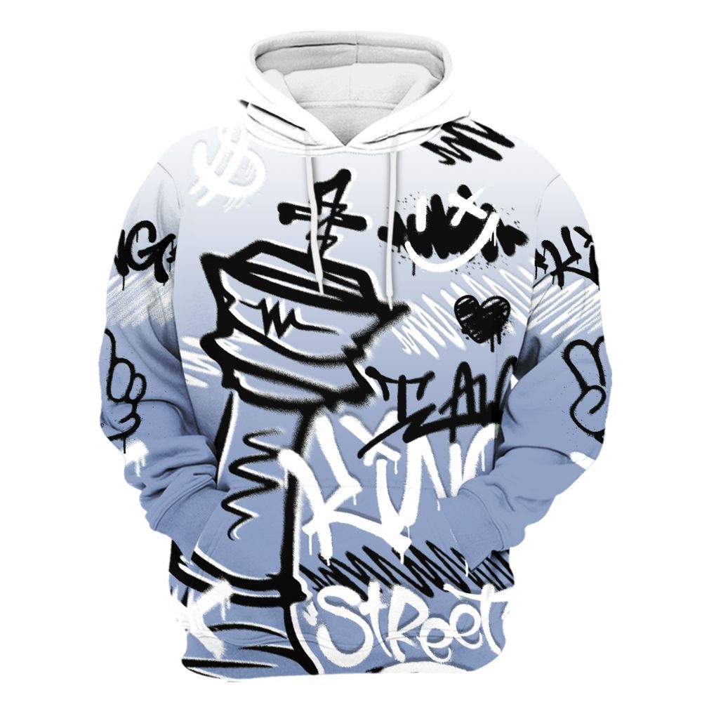 Hoodie To Match Retro Blue Grey 13s - Street King Chess Streetwear All Over Print