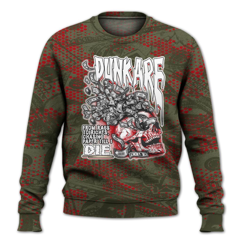 Sweatshirt To Match Low OG Medium Olive 1s - From Rags To Riches All Over Print